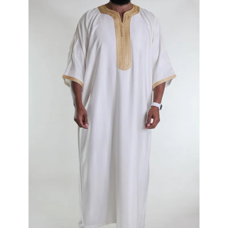 white home made gandoura  for men