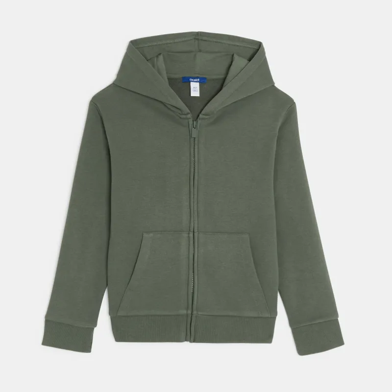 Sweat zippé à capuche vert